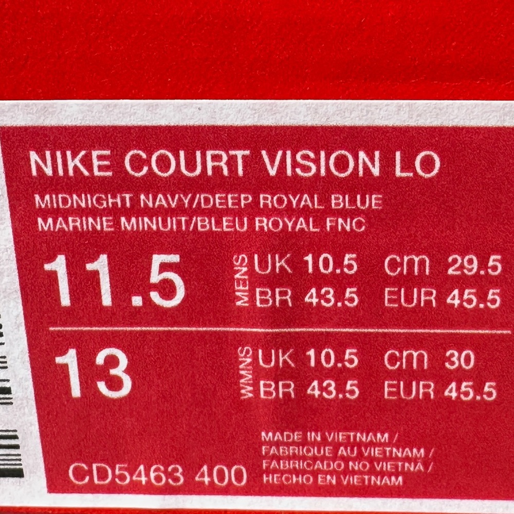 Nike Court Vision Mens 11.5 Womens 13 Unisex Blue Lifestyle Casual Sneaker NEW - Picture 9 of 10